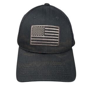 U.S. Flag Fitted Baseball Cap Black One Size Embroidered Vented Holes Rapdom